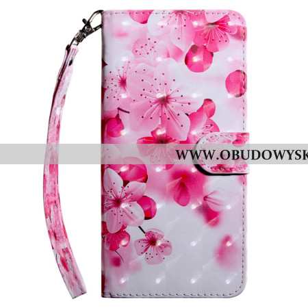 Etui Folio Do Xiaomi Redmi Note 13 4g CZerwone Kwiaty Z Paskiem