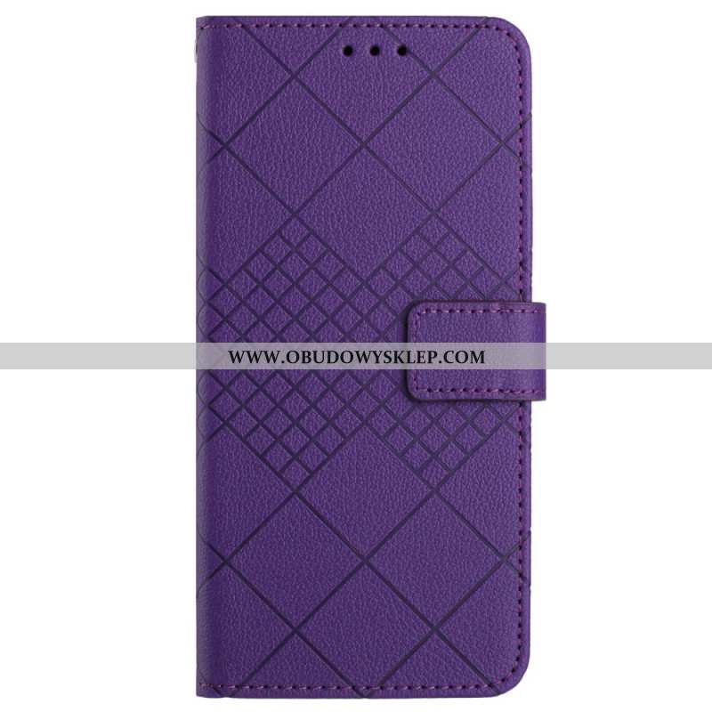 Etui Folio Do Xiaomi Redmi Note 13 4g Wzór W Romby Na Ramiączkach