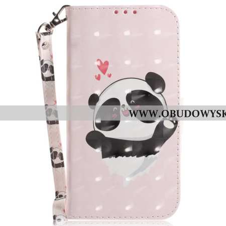 Etui Folio Do iPhone 16 Miłość Panda Z Paskiem