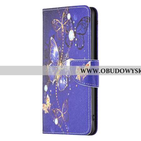 Etui Folio Do iPhone 16 Plus Fioletowe Motyle