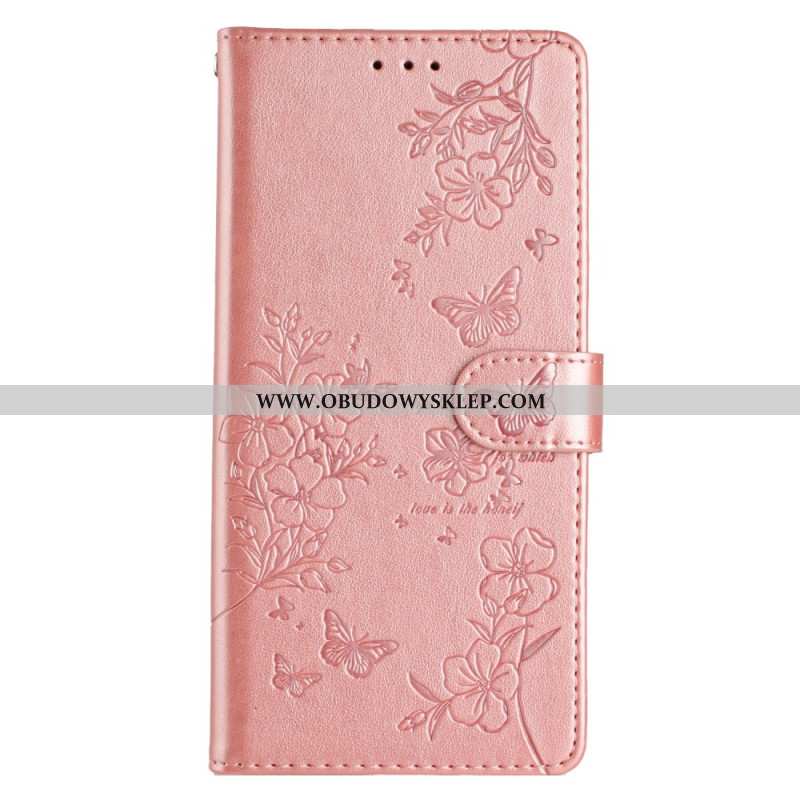 Etui Folio Do iPhone 16 Plus Małe Motylki Z Paskiem