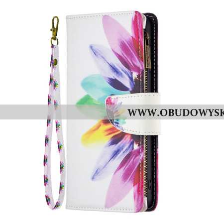 Etui Folio Do iPhone 16 Plus Portfel W Akwarelowe Kwiaty Z Paskiem