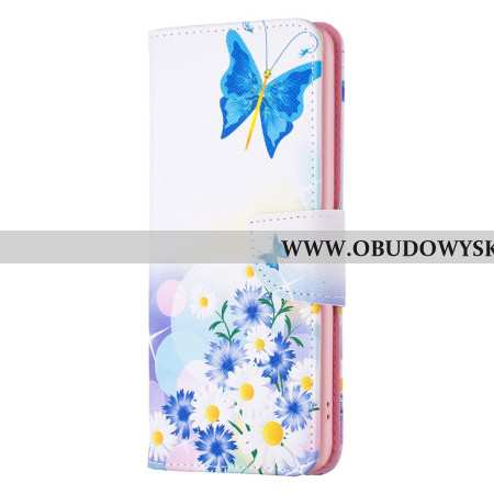 Etui Folio Do iPhone 16 Plus Wzór W Motyle I Kwiaty