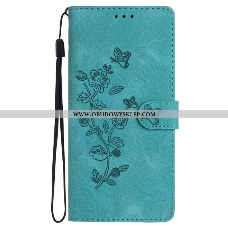 Etui Folio Do iPhone 16 Pro Nadruk W Kwiatowy Wzór