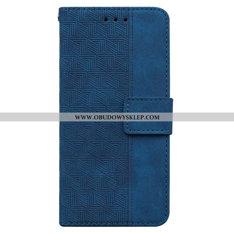 Etui Folio Do iPhone 16 Pro Tkany Wzór Na Ramiączkach