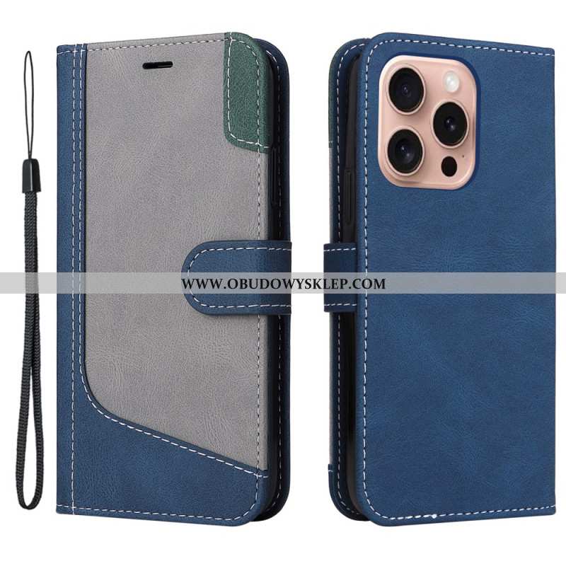 Etui Folio Do iPhone 16 Pro Trójkolorowy Z Paskiem