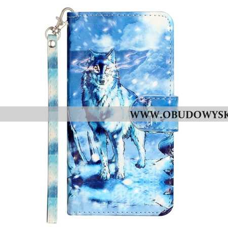 Etui Folio Do iPhone 16 Smycz Śnieżny Wilk