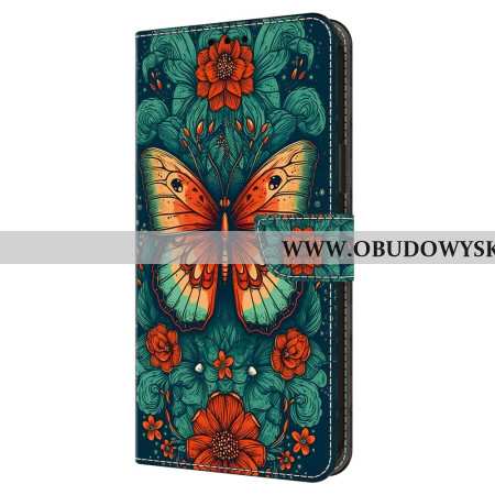 Etui Folio Google Pixel 9 Motyl Na Kwiecistym Tle