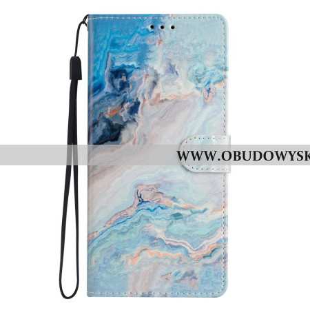 Etui Folio Oppo A98 5g Niebieski Marmur Z Paskiem