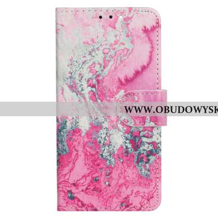 Etui Folio Oppo A98 5g Różowy I Srebrny Wzór Marmuru