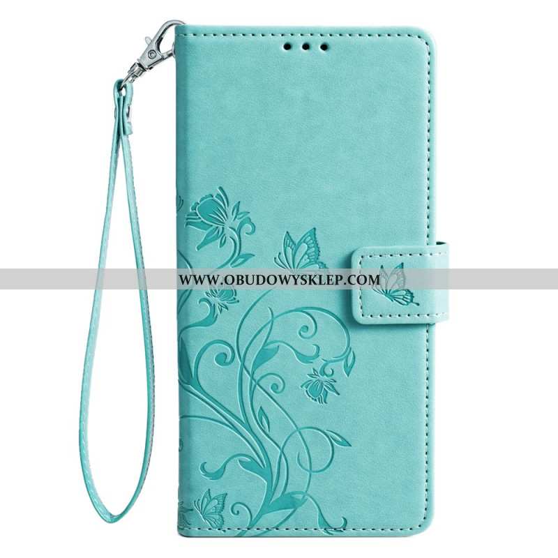 Etui Folio Oppo Reno 11 5g Motyle I Kwiaty Z Paskiem