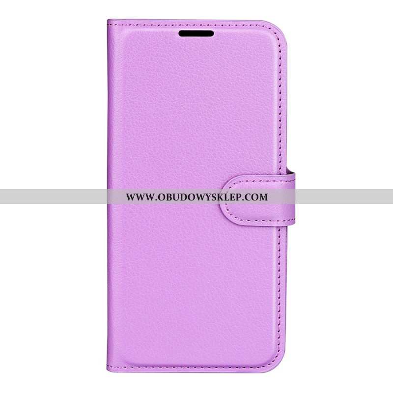 Etui Folio Oppo Reno 12 5g Klasyczna Sztuczna Skóra Litchi