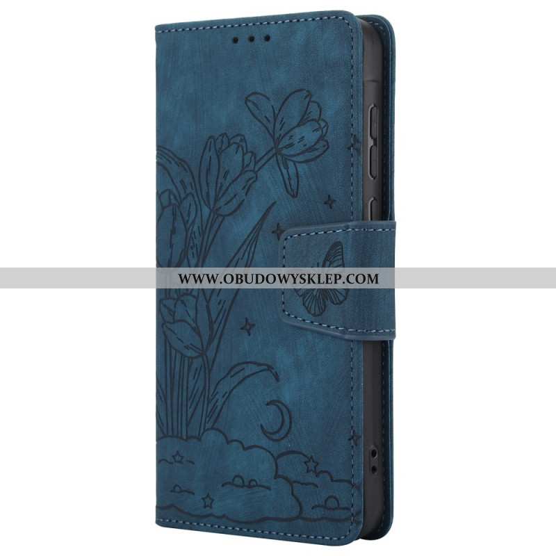 Etui Folio Realme 12 Pro / 12 Pro Plus Pasek Z Kwiatowym Nadrukiem Etui Ochronne