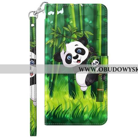 Etui Folio Samsung Galaxy A15 Panda Bambusowa Z Paskiem Etui Ochronne