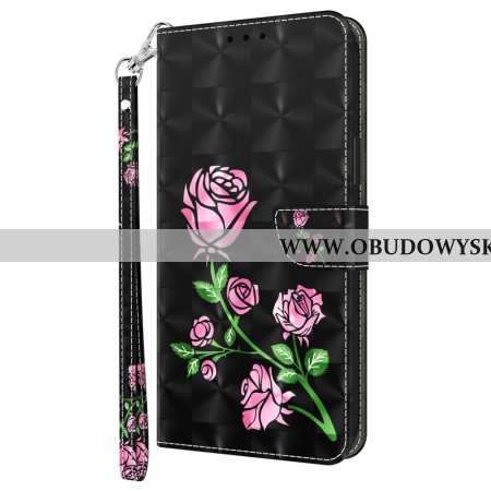 Etui Folio Samsung Galaxy A16 5g Różowe Kwiaty Z Paskiem Etui Ochronne