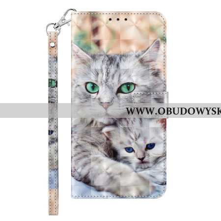 Etui Folio Samsung Galaxy A55 5g Dwa Białe Koty Z Paskami Etui Ochronne