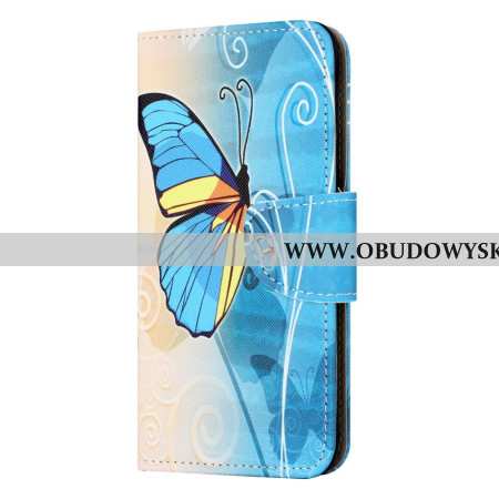 Etui Folio Samsung Galaxy A55 5g Żółty I Niebieski Motyl