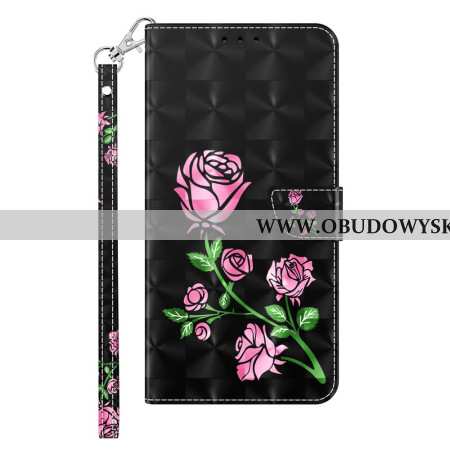 Etui Folio Samsung Galaxy S24 5g Kwiaty Róży Z Paskiem