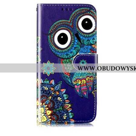 Etui Folio Samsung Galaxy S24 5g Niebieska Sowa Z Paskiem Etui Ochronne