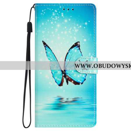 Etui Folio Samsung Galaxy S24 5g Niebieskie Motyle Z Paskiem Etui Ochronne