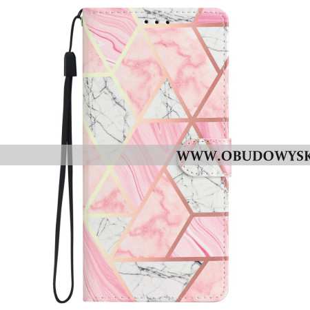 Etui Folio Samsung Galaxy S24 5g Różowy Marmur Z Paskiem Etui Ochronne