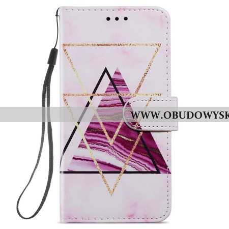 Etui Folio Samsung Galaxy S24 5g Trójkolorowy Marmur Z Paskiem Etui Ochronne