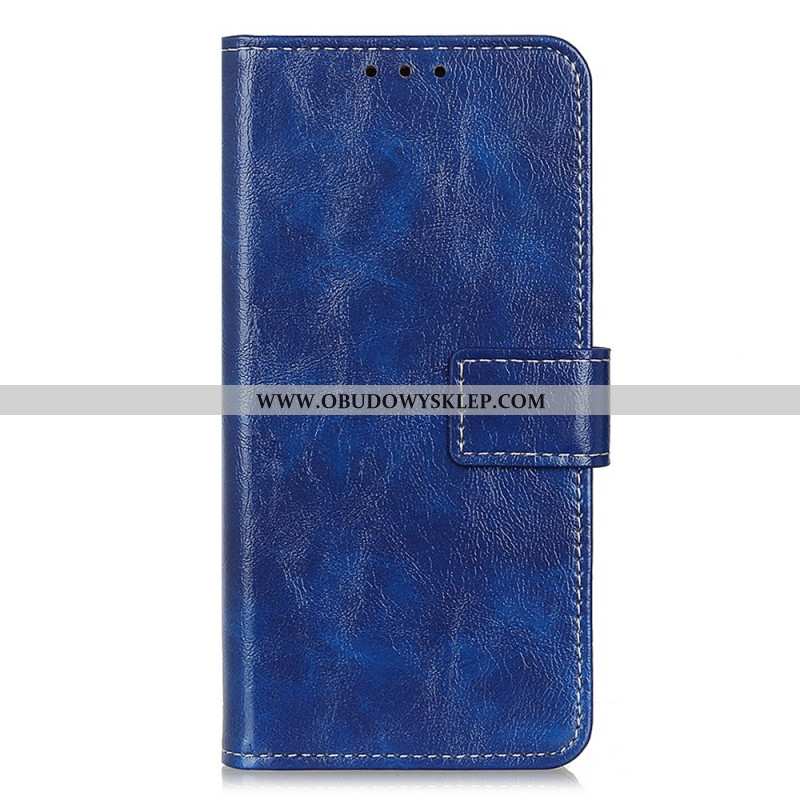 Etui Folio Samsung Galaxy S24 5g Widoczne Szwy Z Imitacji Skóry Lakierowanej Etui Ochronne