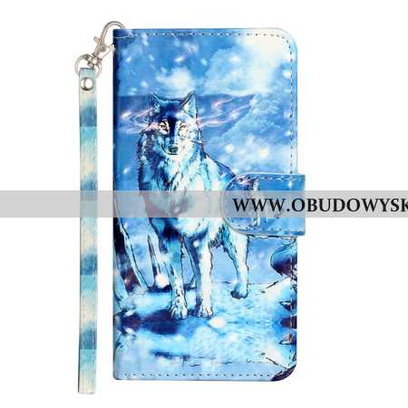 Etui Folio Samsung Galaxy S24 5g Wilk Śnieżny Z Paskiem Etui Ochronne