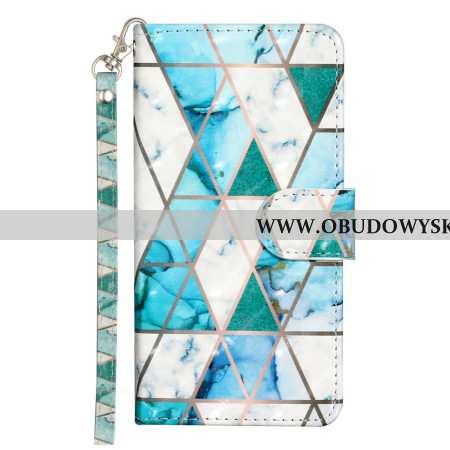 Etui Folio Samsung Galaxy S24 Fe Zielony Marmur Z Paskiem