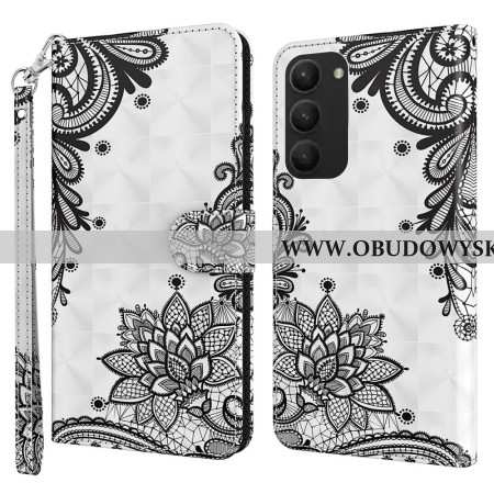 Etui Folio Samsung Galaxy S24 Plus 5g Koronkowy Kwiatek Z Paskiem Etui Ochronne