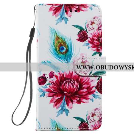 Etui Folio Samsung Galaxy S24 Plus 5g Pasek Ze Wzorem W Pawie Kwiatki