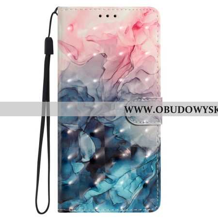 Etui Folio Samsung Galaxy S24 Plus 5g Różowy Niebieski Marmur Z Paskiem Etui Ochronne