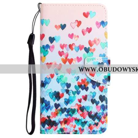 Etui Folio Samsung Galaxy S24 Ultra 5g Deszcz Serc Z Paskiem