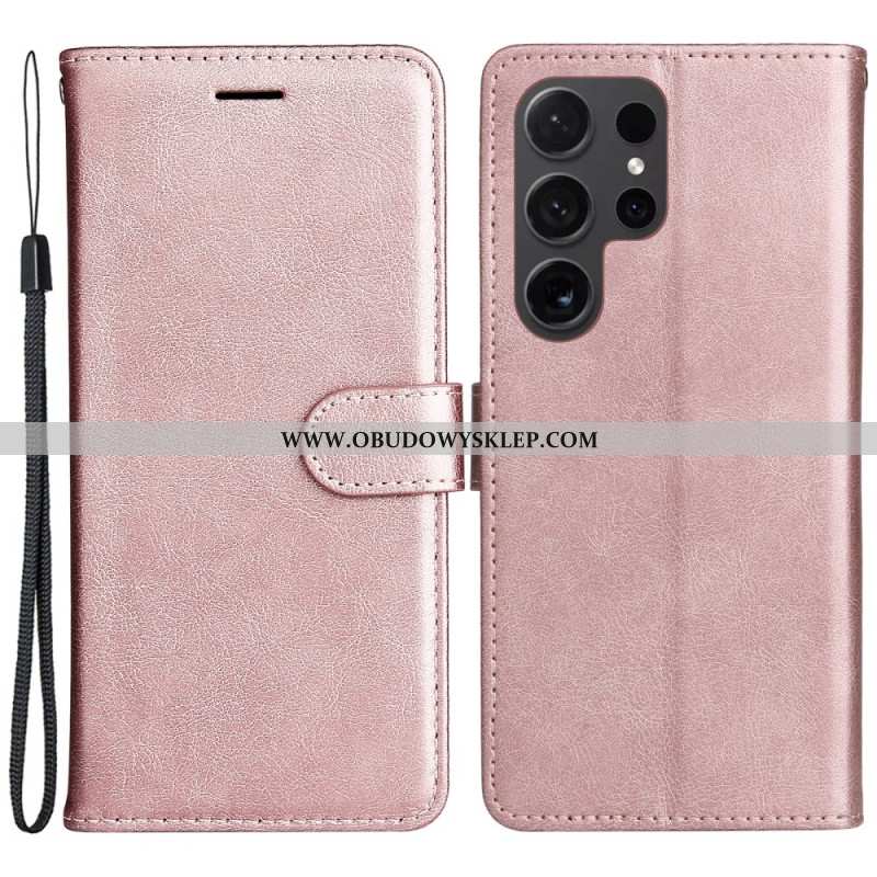 Etui Folio Samsung Galaxy S24 Ultra 5g Jednolity Kolor Z Paskiem Etui Ochronne