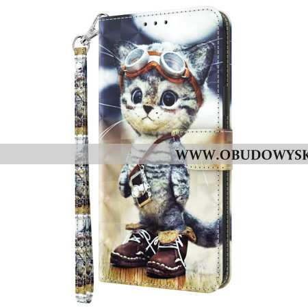 Etui Folio Samsung Galaxy S24 Ultra 5g Kot Lotnik Z Paskiem