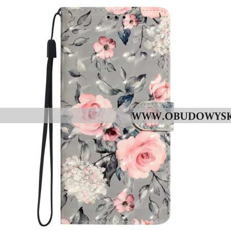 Etui Folio Samsung Galaxy S24 Ultra 5g Kwiaty Na Pasku Etui Ochronne