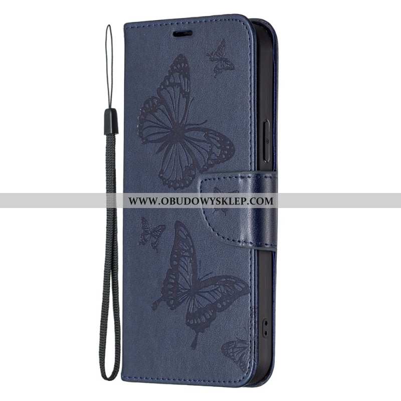 Etui Folio Xiaomi Redmi Note 13 4g Nadruk W Kształcie Motyla Z Paskiem