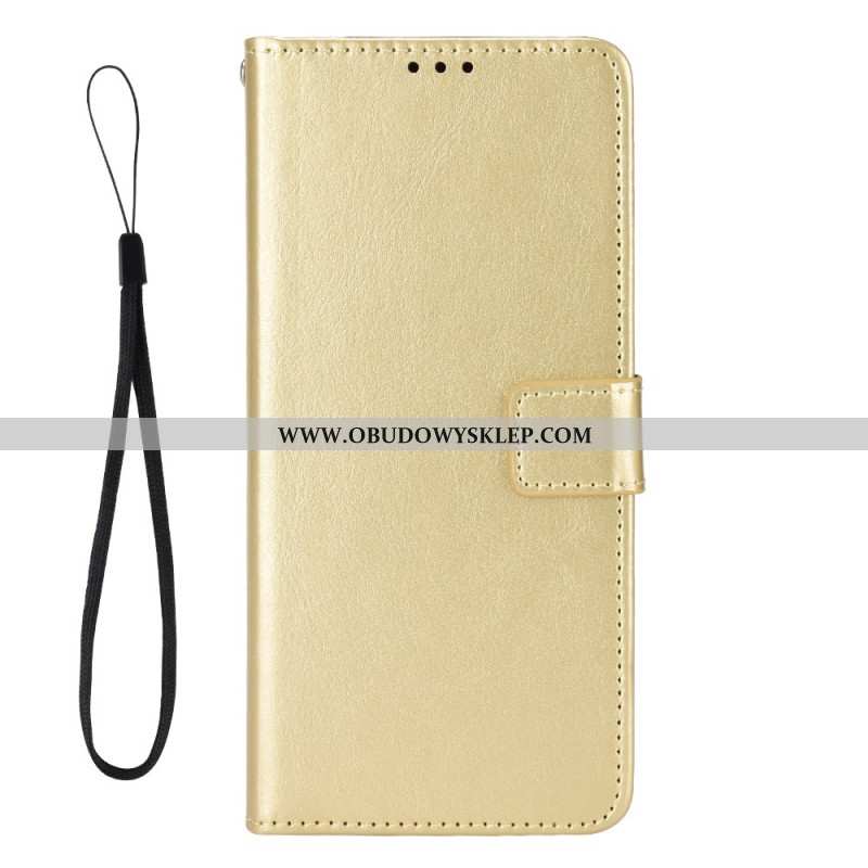 Etui Folio Xiaomi Redmi Note 13 5g Błyszcząca Sztuczna Skóra Z Paskiem Etui Ochronne