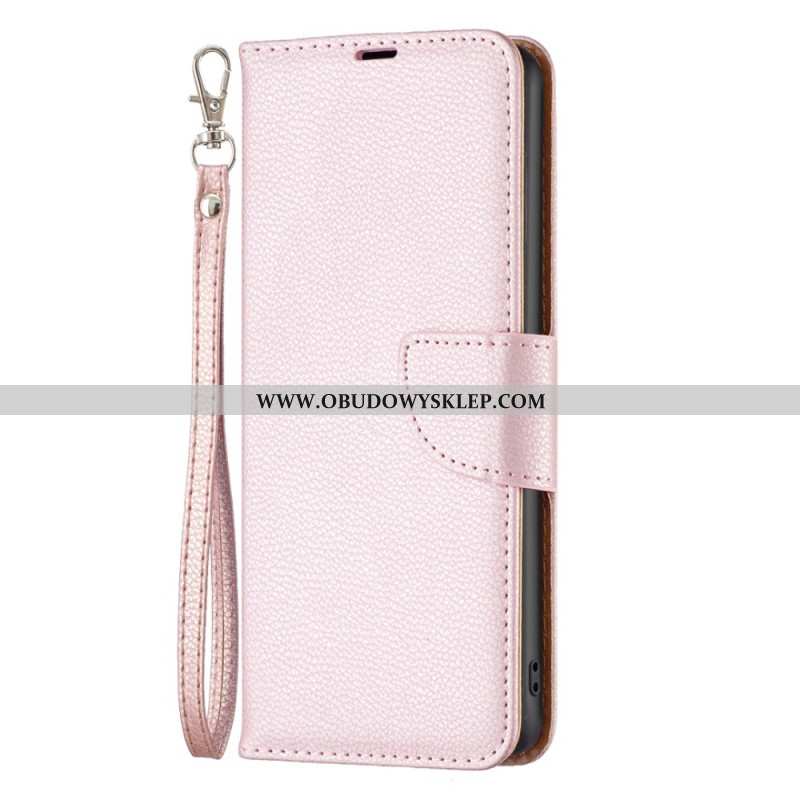 Etui Folio Xiaomi Redmi Note 13 5g Sztuczna Skóra Litchi Z Paskiem Etui Ochronne