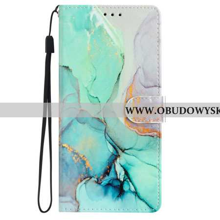 Etui Folio iPhone 16 Plus Zielony Marmur Z Paskiem