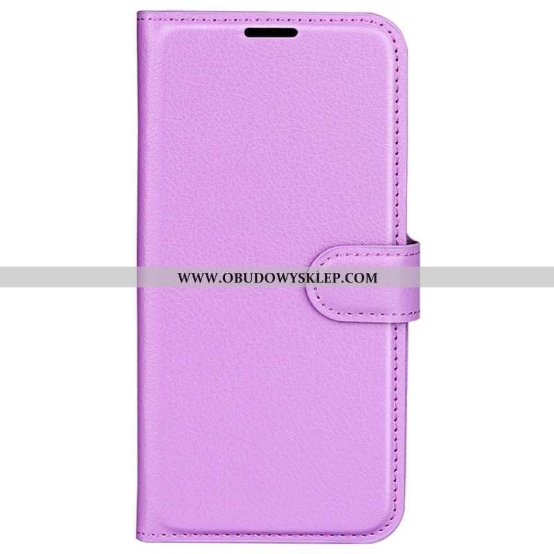 Etui Folio iPhone 16 Pro Max Klasyczna Sztuczna Skóra Litchi Etui Ochronne