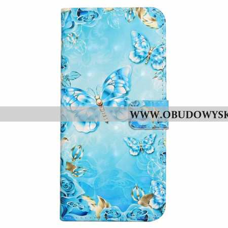 Etui Folio iPhone 16 Pro Niebieskie Motyle