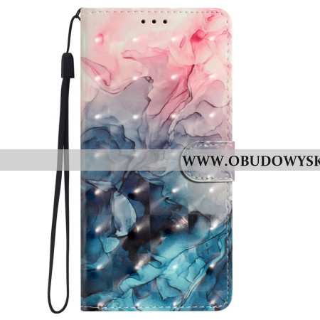 Etui Folio iPhone 16 Pro Różowy I Niebieski Marmur Z Paskiem Etui Ochronne