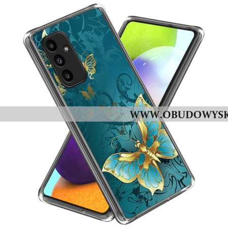 Etui Samsung Galaxy A15 Zielony I Złoty Motyl