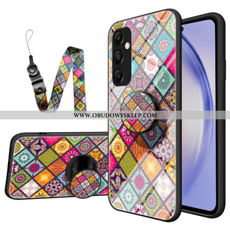 Etui Samsung Galaxy A55 5g Ze Wsparciem I Patchworkowym Paskiem