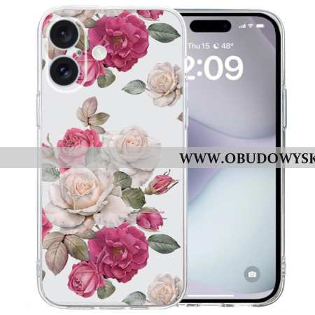 Etui iPhone 16 Przezroczyste Piwonie Graniczne